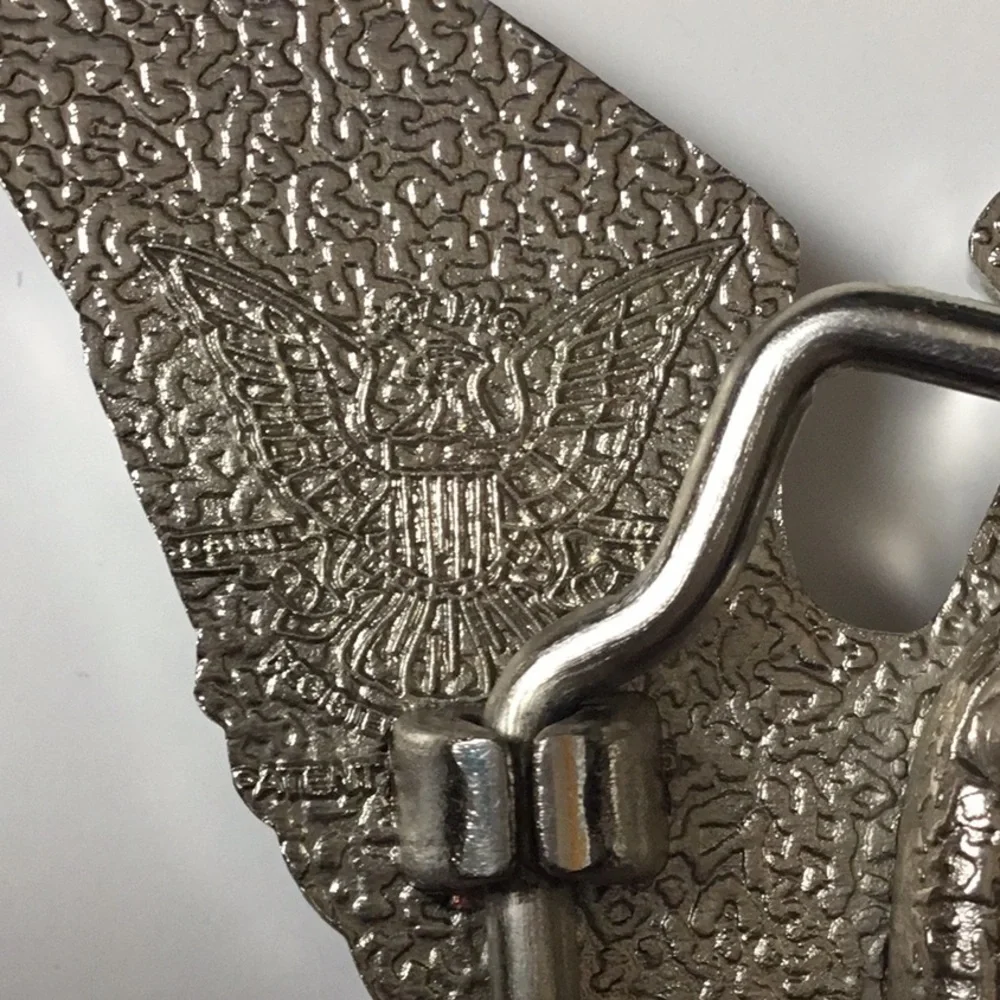 Silver Eagle Belt Buckle With Guns Western Biker Americana